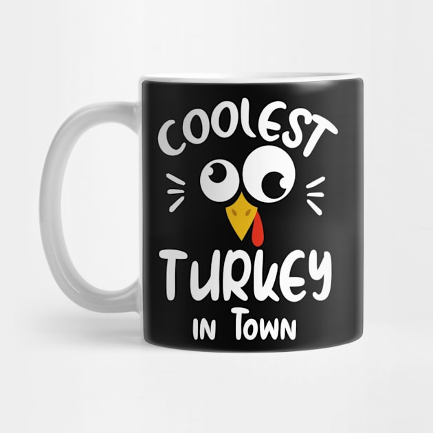 Coolest Turkey in Town Funny Tshirt for kids best gift for thanksgiving by Pigmentdesign